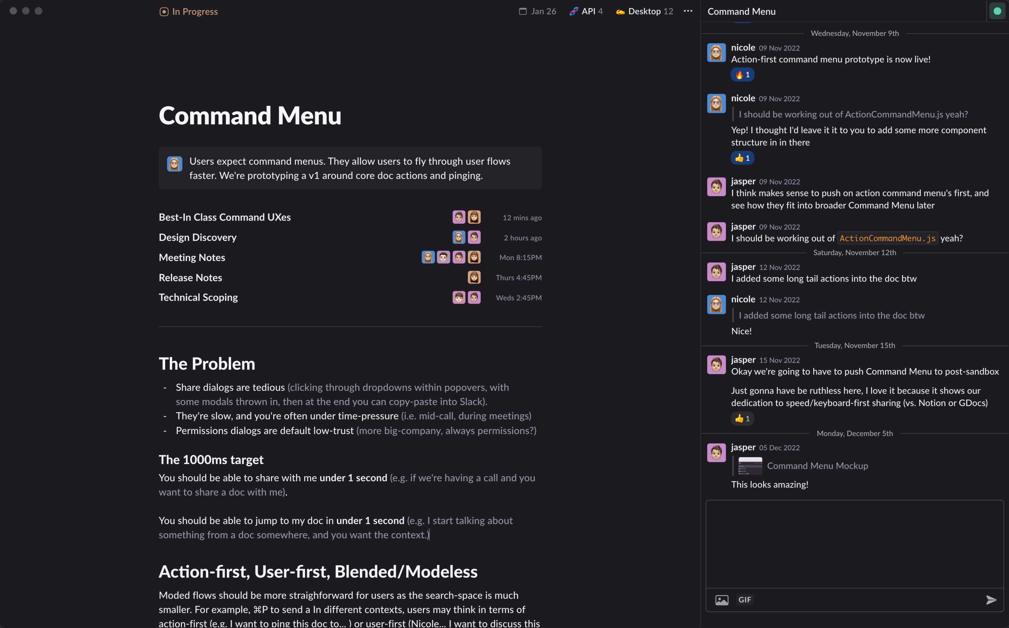 Screenshot of a project document in Yarn